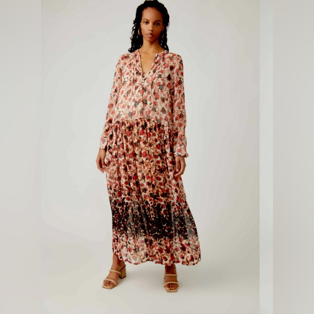 See It Through Floral Long Sleeve Maxi Dress Free People